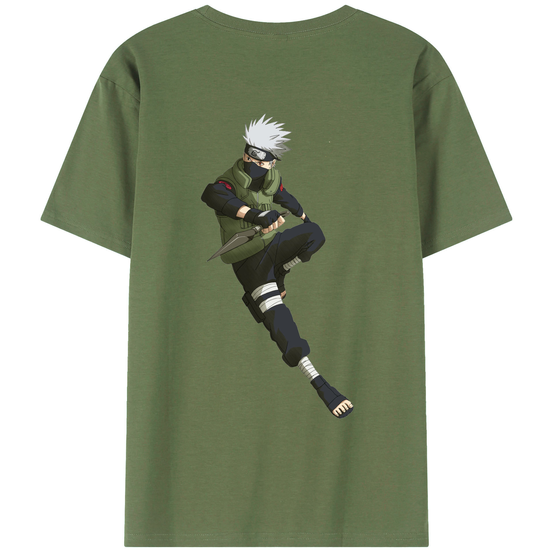 （画像用） NARUTO -ナルト- はたけ カカシ Hatake Kakashi 綿100％ メンズ半袖Tシャツ（バックプリント） 通気性